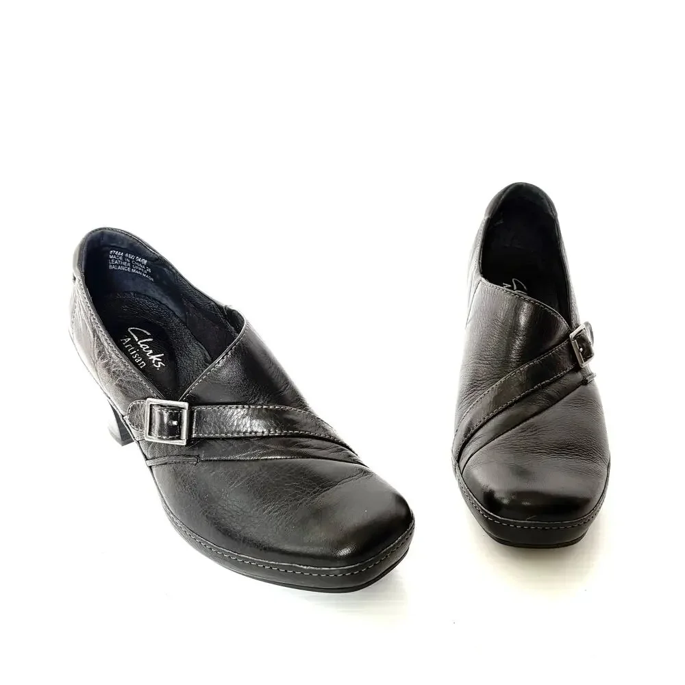 Clarks Artisan Shoes black leather Active Air comfort bootie slip in Women’s 6.5